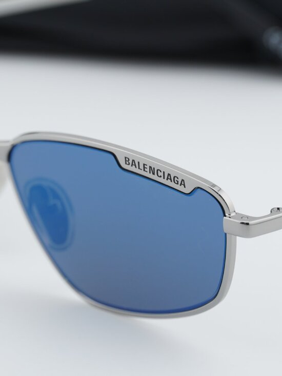 Balenciaga BB0277S 003 Unisex Rectangle Sunglasses - Ruthenium / Blue main image 7
